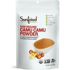 Sunfood Superfoods 카무 카무 파우더 USDA 유기농 비건, 100g, 3개, 100g