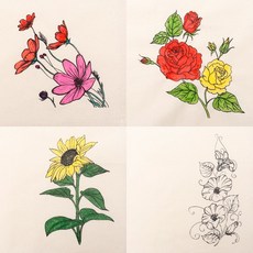 꽃 도안 광목 손수건 만들기 천연염색 다포 염색용
