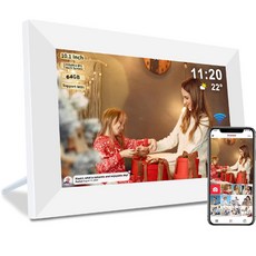 디지털액자 전자앨범 Frameo 스마트 와이파이 디지털 액자 사진 프레임 1280x800 IPS HD 터치 스크린 벽걸이 가능 인치 32GB 64GB, 없음, 4) white with 64GB - 영국 플러그