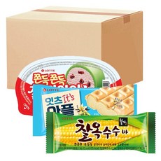 롯데제과 찰떡아이스 잇츠와플 찰옥수수 10개씩 총 30개 아이스크림 간식 여름 별미 회사 사무실 단체, 찰떡아이스 아이스크림 90㎖ 24개