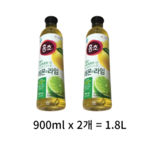 청정원 홍초 레몬&라임, 1.8L, 2개