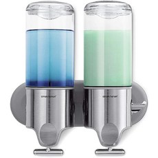 simplehuman 심플휴먼 벽걸이 욕실 샴푸 디스펜서 더블 샴푸통, 1개