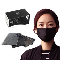 블랙딘 MAKETH 덴탈마스크 블랙 일회용마스크 3중필터 개별포장 국내배송, 50개, 50매