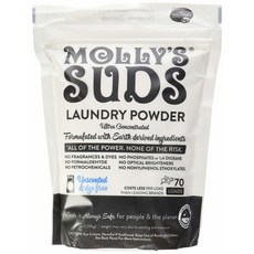 Molly's Suds 몰리스서즈 농축 세탁세제 파우더 무향 무염료 Unscented Laundry Detergent Powder 1.33kg, 1팩