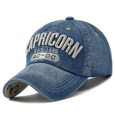 여름모자 러닝 남녀공용 스냅백 자수 모자 여름 스포츠 힙합 청바지 데님 레터 야구, CAPRICORN navy, 1개