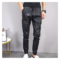 티피 패션 트렌드 슬림 남자 모터사이클 인조 긴바지
