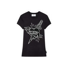 PHILIPP PLEIN 필립플레인 여성 러브 섹시 퓨어 티셔츠 - 블랙