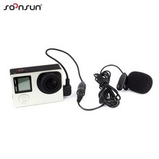 SOUN 3.5mm 외장 마이크 클립 On Mick GoPro Hero 3 3 4 카메라용 어댑터 케이블 액세서리 키트GoPro 액세서리용고프로 히어로클립용 키트Kit for Gopro heroclip on, 없음