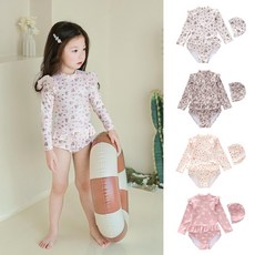 베베브리즈 여아 수영복 래쉬가드 모자세트