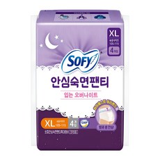 쏘피 안심숙면팬티 입는 생리대, 특대형, 4개입, 1개