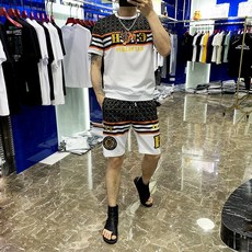 스타일리시 반팔티 남자 트렌드 호랑이의아가리 플라워 프린트 건달카리스마 코디 드랜드 캐쥬얼