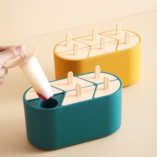 작은 귀여운 아이스크림 금형 셀프 아이스 메이커 식품 등급 냉동 타원형 냉동 창조적 인 아이스 캔디 상자, 공작 블루