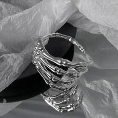 carlidana punk exaggerated silver color skeleton hand cuff 팔찌 gothic edgy bone hand claw armlet 팔찌 b