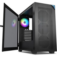  Vetroo AL600 블랙 미드타워 ATX PC 케이스 사전 설치 3x120mm ARGB 팬 일반 상단 360mm 라디에이터 서포트 메쉬 컴퓨터 게이밍 컨트롤러 허브 포함, AL800 Black 