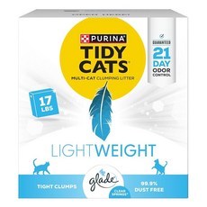 Tidy Cats Purina 저먼지 멀티 캣 클럼핑 고양이 배변 냄새 제어 포뮬러 경량 글레이드 클리어 스프링 - 7.7kg(17파운드) 박스, Tidy Cats Purina 저먼지, 멀티 캣, 클럼, 1개