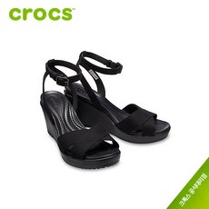 크록스 정품 레이2 크로스스트랩 앵클 여성 웨지힐 204950-060