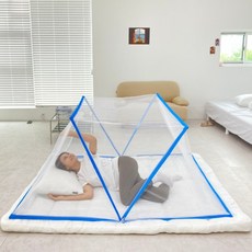 캠핑 방충망 3단 접이식 차박 텐트 바닥 침대 모기장 폴딩, 핑크_더블