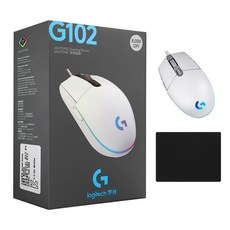 로지텍 G102 2세대 LIGHTSYNC 게이밍 유선 마우스 병행 정품박스 + 스토리링크 마우스패드, G102 (화이트) + 스링 마우스패드 G102 (화이트) + 스링 마우스패드