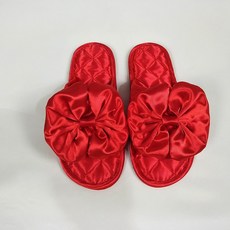 레이첼마켓 실내화슬리퍼 실내화거실화 퀼트 내막 커플 나비넥타이 레드 논슬립 미끄럼방지 옥스포드 스리퍼 여성 경축 털 한