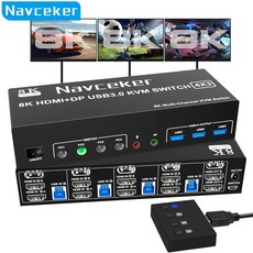 트리플 모니터 DP KVM 스위치 4:3 KVM-TRIPLE 4K 144Hz 듀얼 모니터 확장 디스플레이 8K USB KVM 스위처 4 대 컴퓨터용 4 인 3 아웃 ZY-SK903 상품 이미지