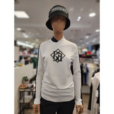 파사디골프 여성 P23STP108M 배색 포인트 저지 티셔츠, 화이트, 1개