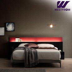 [웨스트프롬] 럭셔리벨라 LED 투매트리스 침대 (Q/K공용) 와이드 신혼 호텔침대 침대프레임 / 3종색상, Q&K 공용 프레임, 버건디