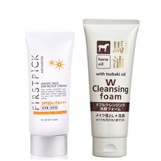 끈적임없는 선 썬 블록 크림 마유 클렌징 폼 지우는법 순한선크림-72394EA, 코랄  마일드선+더블워시폼