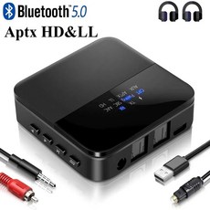 DAC 헤드폰앰프 휴대용 블루투스 5.0 오디오 송신기 리시버 AptX HD LL 저지연 CSR8675 무선 어댑터 RCA SPDIF 3.5mm Aux 잭 TV PC 차량용, 1.Black, 1.Black - ifizen