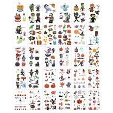 더유진 어린이 할로윈 타투 스티커 시리즈 (10장+10장+10장) 헤나 문신 판박이, 타투(할로윈1+할로윈2+할로윈3)(30장), 혼합색상