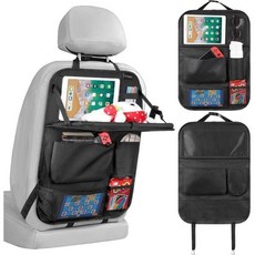 LUCMO Car Backseat Organizer with Tablet Holder6 Storage Pockets Foldable Food TrayCar Seat Back P, Black