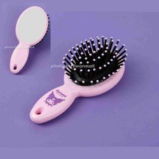 부드러운 쿠션감 거울달린 퍼플 유아동 둥근빗 신생아, 1개
