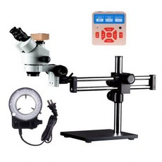[해외] YIZHAN 28MP HDMI 카메라 현미경 7X45X SIMULFOCAL 이중 붐 스탠드 TRINOCULAR 스테레오 줌 현미경 링 라이트 MICROSCOPIO, A