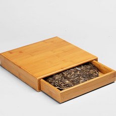 서랍형 보이차 병차 보관함 티캐디 대나무 차합 저장함 차통, 내추럴 1단