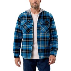 INTO THE AM Ridgeview 플란넬 재킷 남성용 S-4XL 격자무늬 후드 퀼트 안감 단열 셔츠 코트 브랜드 없음 - 레드 멀티 플레이드, 4X-Large, 브랜드 없음 - 블루 멀티 플레이드