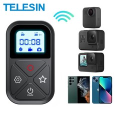  TELESIN T10 블루투스 리모컨 고프로 히어로 12 11 10 9 손목 밴드 80M 무선 스마트 리모컨 고프로 액세서리, 2)Without lock 