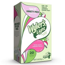 Wylers 와일러스 Light 파우더 패킷 워터 드링크 믹스 버라이어티팩 20개입, 워터톡 기본 맛, 30g
