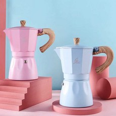 모카포트 가정용 마카롱색 익스프레스 커피 드립, 블루-3컵, 1개