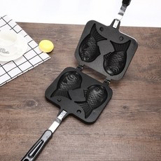팬 2구틀 14X18cm 기계 메이커 키트 모양틀 간식 트레이 만들기 잉어 붕어빵 와플 가정용 캠핑, 1개