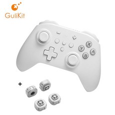 GuliKit KingKong 2 프로 화이트 블루투스 컨트롤러 무선 조이스틱 게임 콘솔 닌텐도 스위치 윈도우 안, Withe with Button, 1개