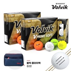 볼빅 프라임 소프트 트리플라인 3피스 골프공 2더즌+볼빅 파우치, VAHPPC02 파우치, 화이트 2더즌