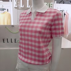 엘르골프 시원한느낌을주는체크형 반팔티셔츠 6I-43602820