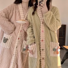 글리시 극세사 가디건 파자마 원피스 수면잠옷 세트