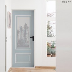 모던 웨인스코팅 블루 도어시트지, B타입