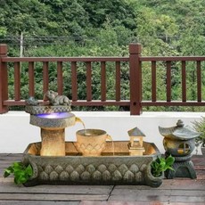 미니분수대 달무드등 중국식 가산유수분수는 재력비휴거실의 정원경관을 장식하여 플로어 콘크리, 01 사각 패키지 (송무화기)