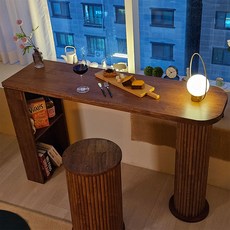 다올퍼니 아일랜드식탁 원목 바테이블 보조 슬림 테이블 조리대 작업대 사이드테이블 업소용, 1400마호가니+스툴2개