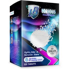 LORIOUS 120 리테이너 클리너 및 틀니 클리너 태블릿 4 개월 공급 나쁜 냄새 제거 플라크 Invisalign 교정기 얼 라이너, 1