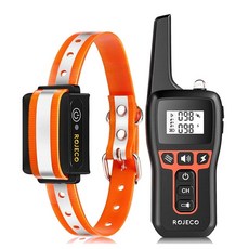  강아지짖음방지 rojeco 1000m electric dog training collar remote control 방수 충전식 애완견 나무 껍질 정지 충격 칼라 shocker, pd529, 오렌지 1 칼라 