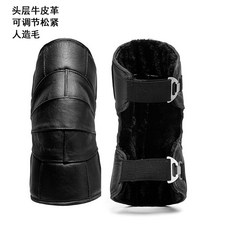 방한 무릎 보호대 오토바이 다리토시 두꺼운 겨울, 30cm 진피 인조털 -컬렉션 장갑, 1개