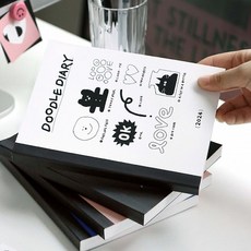 아이코닉 2024 두들 일러스트 다이어리 위클리 플래너, 인디핑크