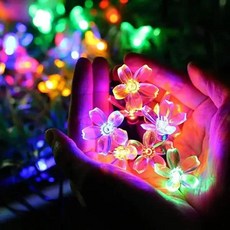 솔라 눈송이 LED 스트링 조명 요정 화환 야외 새해 크리스마스 트리 홈 정원 장식 램프 12m, [04] Cherry RGB, [03] 7m 50leds, 1개